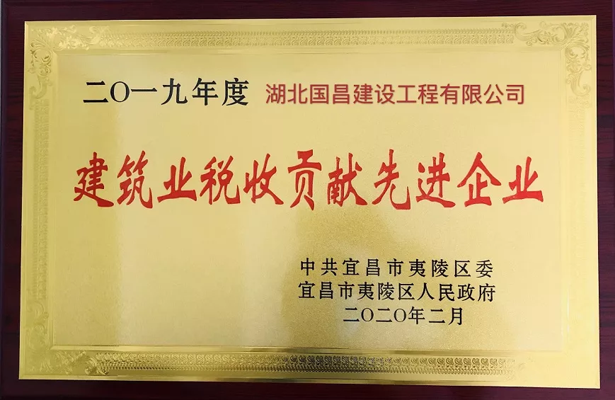 2019年度建筑业税收贡献先进企业